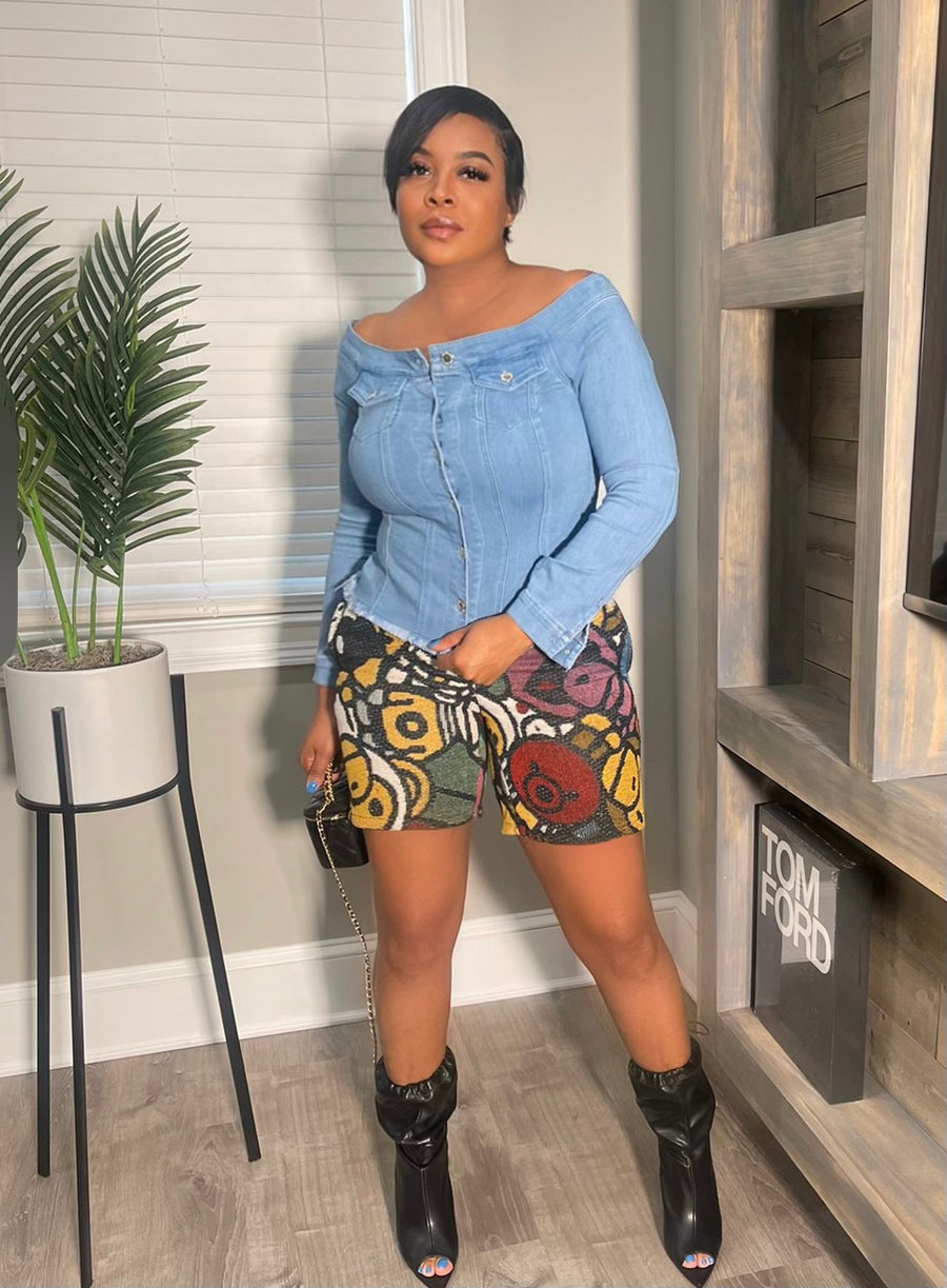 Cold Shoulder Denim Top
